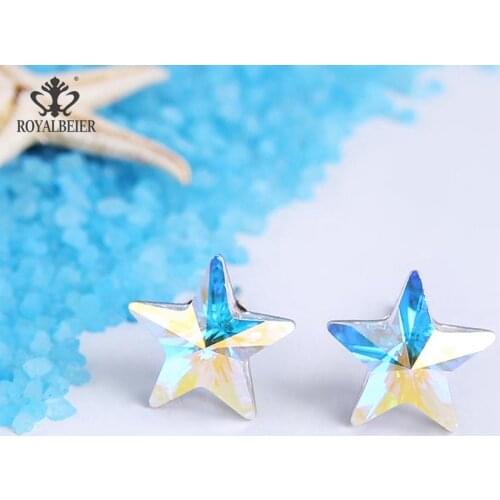 ROYALBEIER 10mm Pentagram Jewelry Crystals Stud Earring Rhinestones Earring Star Earrings Party Gift Accessories
