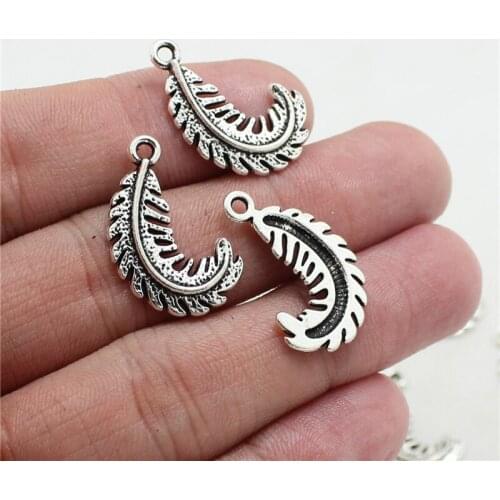 Sweet Bell 60 pcs 16*23mm Hot Sell New DIY Bronze Tone Feather Charms Pendants Fashion Jewelry Making Component 4A618