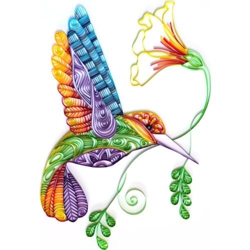 UNIQUILLING 3D Hummingbird Quilling Paper Paintings Wall Art Decor DIY Quilling Paper Crafts Gifts DIY Quilling Paper Tools Kits