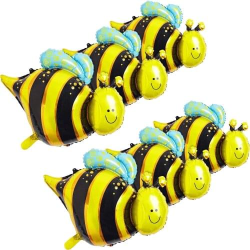 6pcs Bee Balloon Aluminum Foil Bee Balloon Yellow and Black Bee Balloon for Wedding Baby Shower Birthday Party Decor