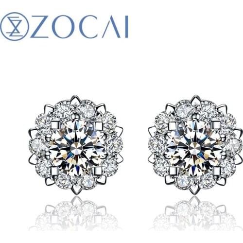 ZOCAI earrings Drown In Love "0.6 Carat Diameter Effect" 0.20 CT Certified 18K White Godl Diamond Stud Earrings E00756
