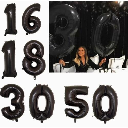 40inchBlack Balloon Banner 18 21 30 40 50 60 Birthday Party Decoration Adult Birthday Letter Number Foil Balloon Kids Globos