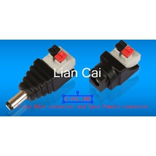 5Pairs DC Power Male Female 5.5X 2.1mm Connector Adapter Plug Cable Pressed connected for LED Strips 12V