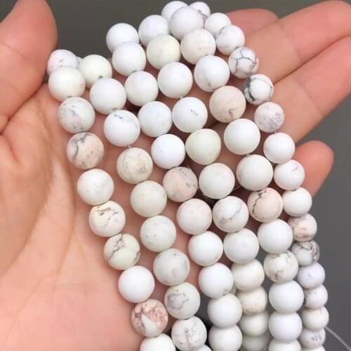 6 8 10mm Natural Matte White Mongolia Howlite Turquoises Stone Loose Spacer Beads Making For Jewelry DIY Bracelet Necklace 15