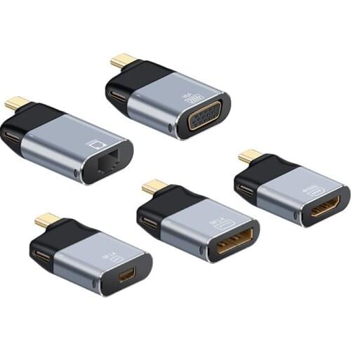 8K Type-C to VGA/DP/RJ45/Mini DP/HDMI-compatible Video Converter 4K 60Hz USB TypeC Adapter for Samsung Huawei Xiaomi MacBook