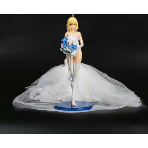 Anime 26cm Fate/Stay Night Saber 10th Royal Wedding Dress Ver. Action Figure Brinquedo Sexy Doll Figurine Model Toy