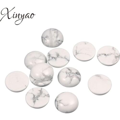 XINYAO 20pcs Natural Stone Cabochon Bead 14 16 18 20 mm Yellow Aventurine Turquoises Flatback Beads For Jewelry Making F5424