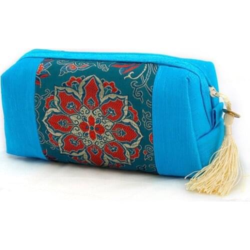 Large Decorative Patchwork Jewelry Gift Bag Silk brocade Tassel Women Fashion Cosmetic Storage Bags Chinese Crafts Zipper Pouch