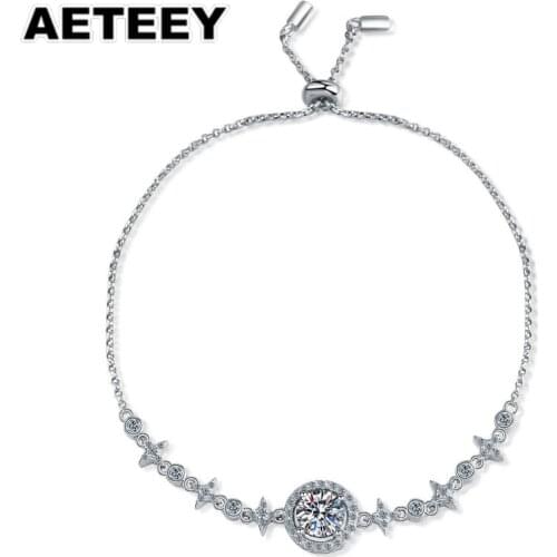 925 Silver Platinum Plated Round Excellent Cut D Color Pass Diamond Test 1 ct Moissanite Anniversary Bracelet for Women JH-04