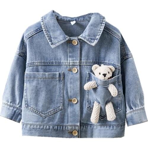 Baby Boys Girls Denim Jacket Coat Spring Autumn Jackets Little bear Kids Outerwear Coats For Cowboy Clothes Children Clothing