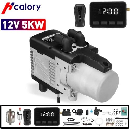 12V 5KW Diesel Gasoline Dual Mode Air Heater Kit Diesel Universal Water Heater With Remote Control LCD Monitor for Motor Trucks
