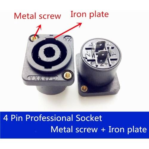 Good quality Speakon Socket 4 Pole/4Pin Female Jack Compatible Audio Cable speaker Socket Connector iron insert + metal screw