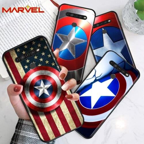 Captain America shield Marvel for LG G8 G8S G8X V30 V35 V40 V50 V60 ThinQ Q60 K40 K50 K51 K61 K71 K92 K62 Soft Black Phone Case