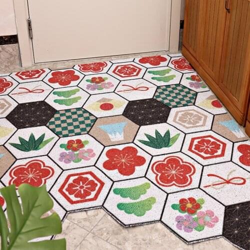 Japanese Style Light Luxury Home Door Mat Can Be Cut Entrance Doormat Carpet Living Room PVC Anti-slip Custom Hallway Mat Carpet
