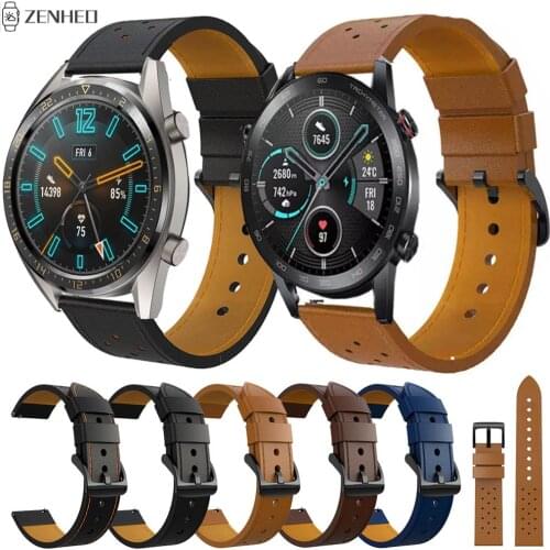 22mm Leather Strap For Huawei Watch GT/GT2 46mm/GT2 Pro Watch Band Replacement Watchband For Huawei Honor Magic Watch 2 46mm