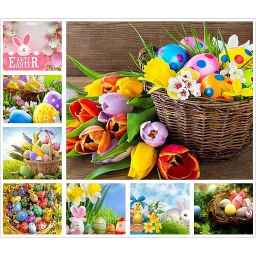 Colorful Easter Egg 5D Diy Full Square and Round Diamond Painting Embroidery Cross Stitch Kit Wall Art Handcraft Home Decor