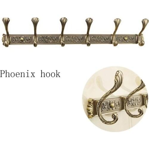 Robe Hooks Luxury Bathroom Wall Carving Antique Robe Hooks 5 Row Hook Coat Hanger Door Hooks For Bathroom Accessories