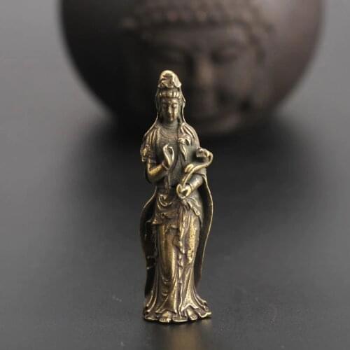 Small Curio Chinese Bronze Buddhism Kwan-yin Guan Yin Boddhisattva Pendant