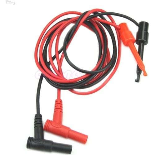 Fashion 1Pair Black and Red Silicone Banana Plug To Test Hook Clip Probe Cable Fr Multimeter Test Equipment