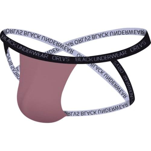 ORLVS Sexy Thong Men Underwear Breathable Modal Male Panties Jockstrap Soft G-String Sissy Bikini Gay U Pouch Double Belt OR6104