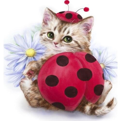 Full DIY Diamond Painting kit Cute Ladybug kitten Cross Stitch Diamond Embroidery Patterns rhinestones Mosaic home decor