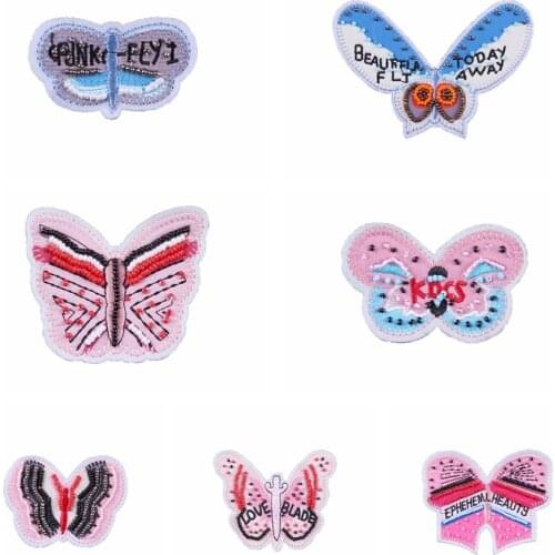 DIY Colorful Butterfly Patches For Bikes Accessories Applique Decor sew Clothes Embroidered Patches For Clothes Fusible Sewing