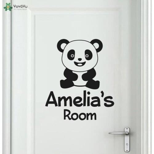 YOYOYU Wall Decal Personalised Name Cute Panda Kids Room Door Wall Sticker Vinyl Mural For Girls Boys Room Home Art QQ177