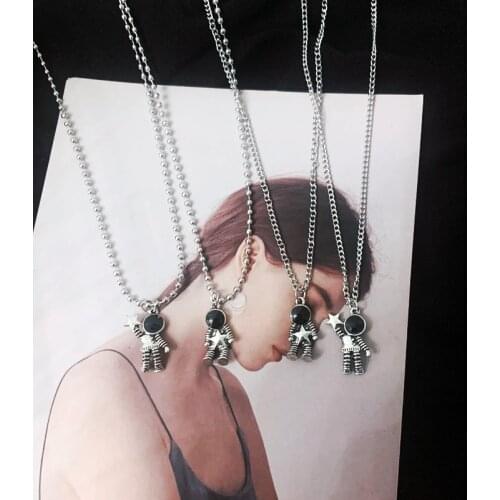 2021 new trendy modern couple lovers jewelry stainless steel universal astronaut necklaces & pendants for women girl party gift