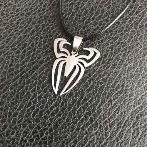 New Arrival Stainless Steel Kindly Spide Pendant Necklace Leather Chain PUNK Style For Friends GIFT