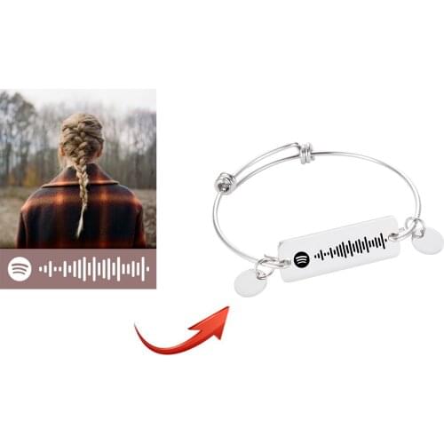 New Custom Music Spotify Scan Code Bracelet For Women Men Handmade Metal Bracelet Personalized Song Code Jewelry Lover Best Gift