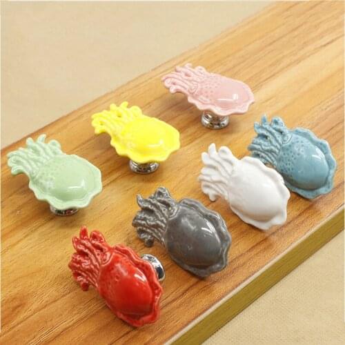 Cartoon Octopus Ceramic Drawer Knobs Cabinet Pulls Kitchen Handles Cute Furniture Handle for Kids Room Furniture Hardware