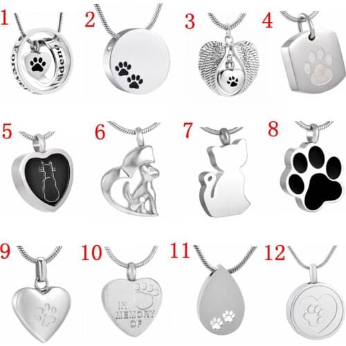 Pet Cremation Jewelry 316L Stainless Steel Pet Urn Pendant Necklace for Dog Cat Ashes Keepsake Jewelry