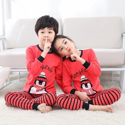 2019 Christmas Pajamas Winter Cotton Pajamas For Girls Boys Cartoon Nightwear 2pcs Children Pajama Sets Baby Girl Clothes Suit