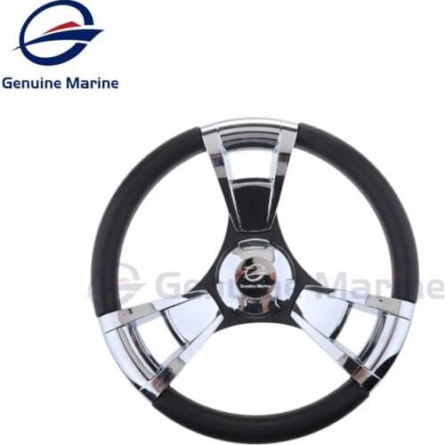 Genuine Marine 350mm Boat Steering Wheel Polished 3 Spoke boats with 3/4 Inch Shaft Boat Accessories Marine for Vessels Yacht