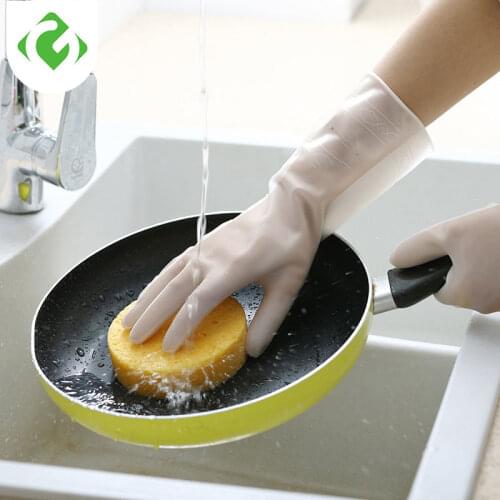 Translucent household dishwashing gloves pvc kitchen bathroom laundry gloves durable non-slip waterproof housework gloves