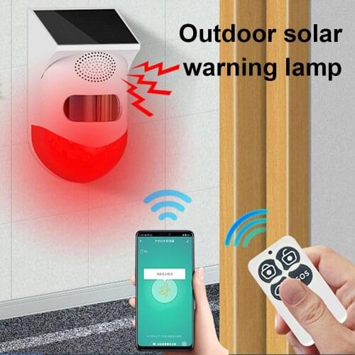 Solar Power Warning Light Alert Flash Security Alarm Driveway Sound Lamp ABS Garden Security Lamps Smart Wifi Infrared Detector