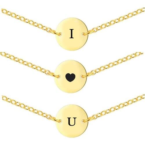 Dropship Custom Stainless Steel Initial Necklace Initial Disc Necklace Jewelry Gift for Her