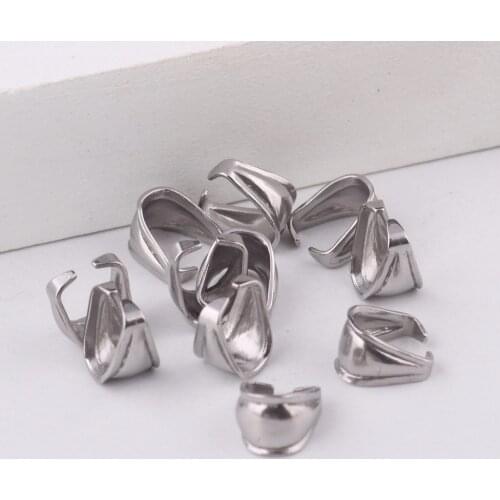Reidgaller 20pcs 10x7mm stainless steel necklace pinch bails diy pendant clasp connector for jewelry making