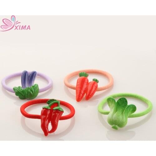 XIMA 8pcs/lot Cartoon Hairband Vegetables Elastic Hair Rubber Band Girls Elastic Hair Rings Headband for Kids Hair Accessories