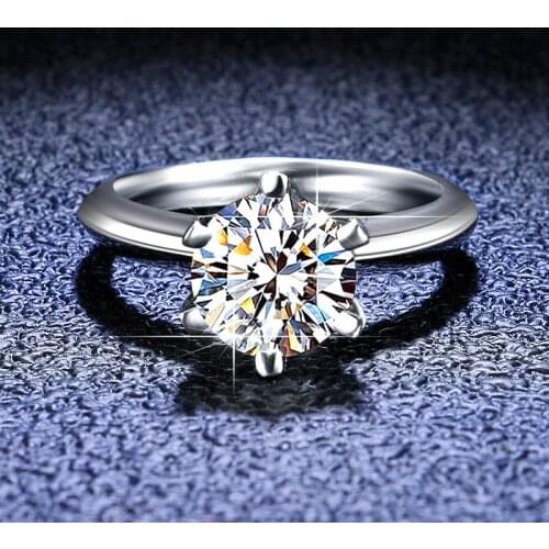 Silver 1-3 Carat Excellent Cut Diamond Test Passed D Color Good Quality Round Moissanite Ring Female Classic Silver 925 Jewelry