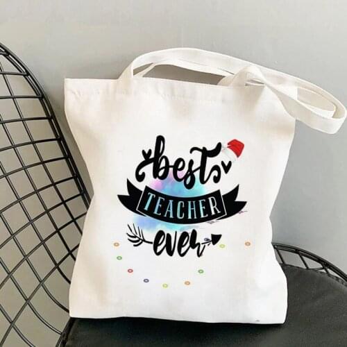 Supplies Best teachers Ever Printed Tote Bag women Harajuku shopper Funny handbag girl Shoulder shopping Lady gift Canvas Bag