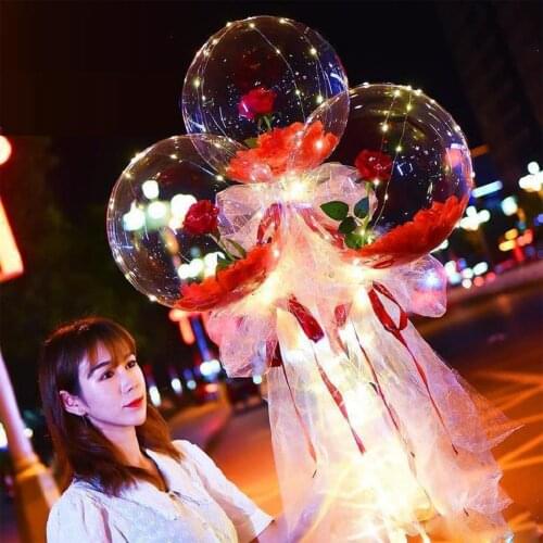 LED Luminous Balloon-Rose Bouquet DIY innovative product Luminous Transparent Bobos Balloons Wedding Birthday Party Decorations