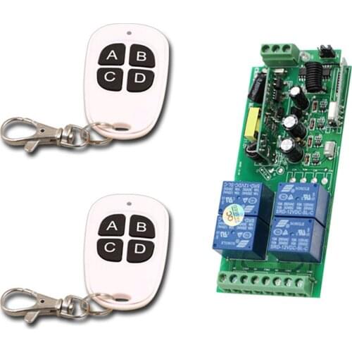 Smart Home AC85V 110V 220V 250V 4CH Wireless Remote Control Switch Relay Output Radio Receiver Module and 2* Transmitter 4Keys
