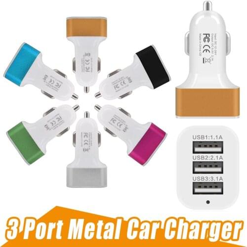Universal DC 5.0V 3.1A/2.1A/1.1A Car 3 Port USB Charger Phone Quick Charge USB Cigarette Lighter Adapter 30pcs/lot