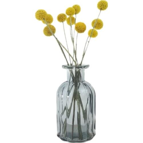 Narrow Mouth Vases Art Glass Crystal Flower Hydroponic Bottle for Table Blue-grey Flowers Not Included