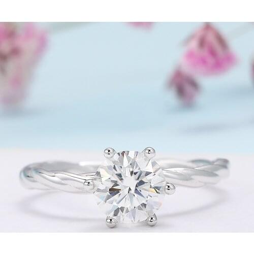 Veryins Sterling Silver S925 2ct 8mm Moissanite Engament Ring for Man Wedding Ring with GRA Certificate