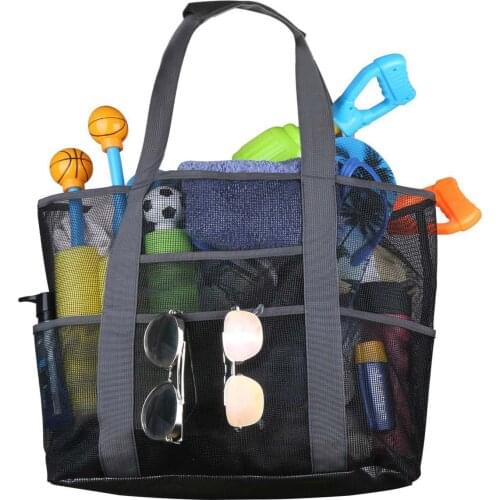 Large Capacity Mesh Bag Breathable Multiple Pockets Mesh Storage Bag For Beach Picnic Travel Bag Tote Storage Pouch Handbag