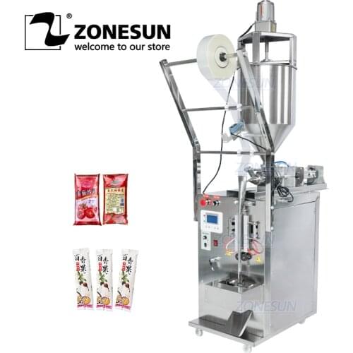 ZONESUN Automatic Paste Chili Oil Sauce Oil Vinegar Water Juice Liquid Sachet Piston Packing Machine Filling And Sealing Machine
