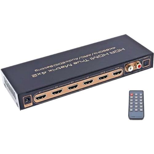 2.0 HDMI Switcher 4 in 2 out matrix HD 4K@60 4 in 2 out Computer monitor switcher Cable TV 1 in 2 display audio and video switch