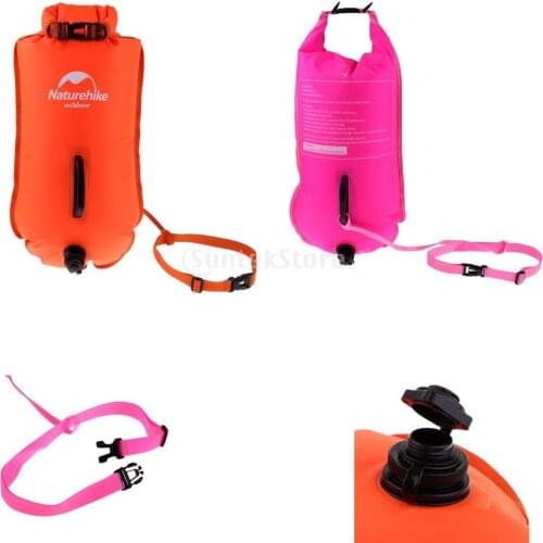 2 Pieces High Visibility Inflatable Dry Bag Safety Pool Swim Buoy Tow Float Fluorescent Orange Swimming Dry Bag
